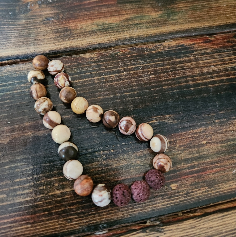 5/$25 Brown Tan Lava Stone Bead Bracelet